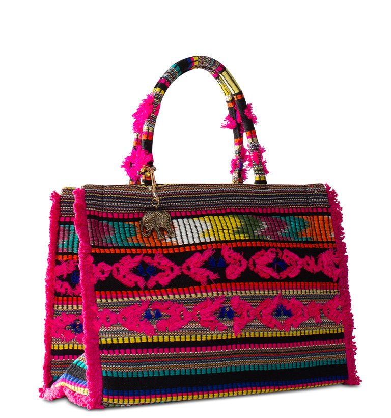 Ethno - Tragetasche mit buntem Webmuster - ANOKHI