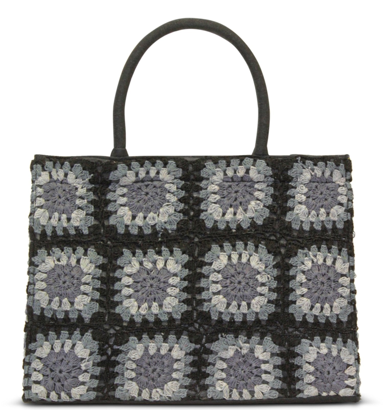 Gehäkelte Handtasche in Book - Tote - Form mit floralem Muster - ANOKHI