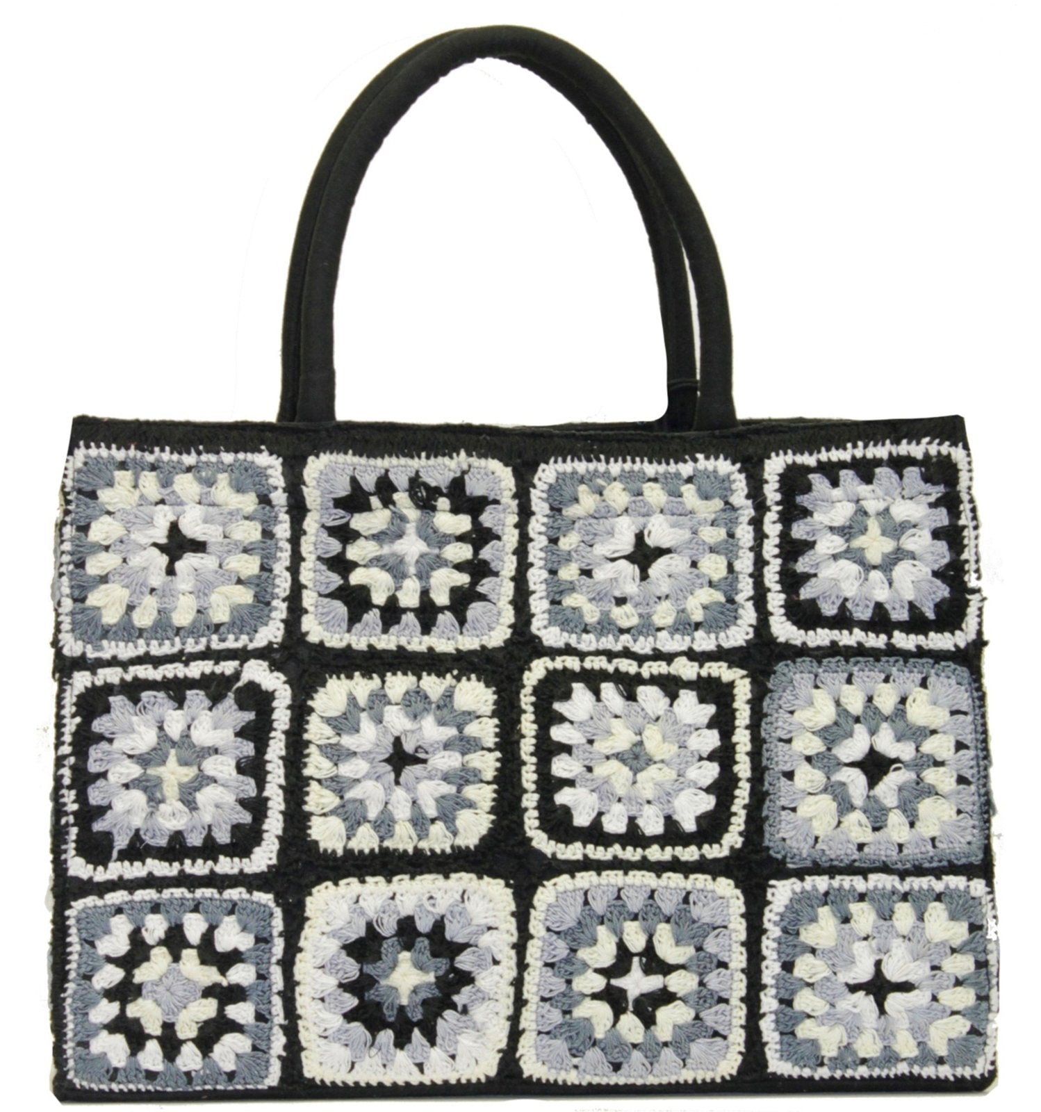 Gehäkelte Handtasche in Book - Tote - Form mit floralem Muster - ANOKHI