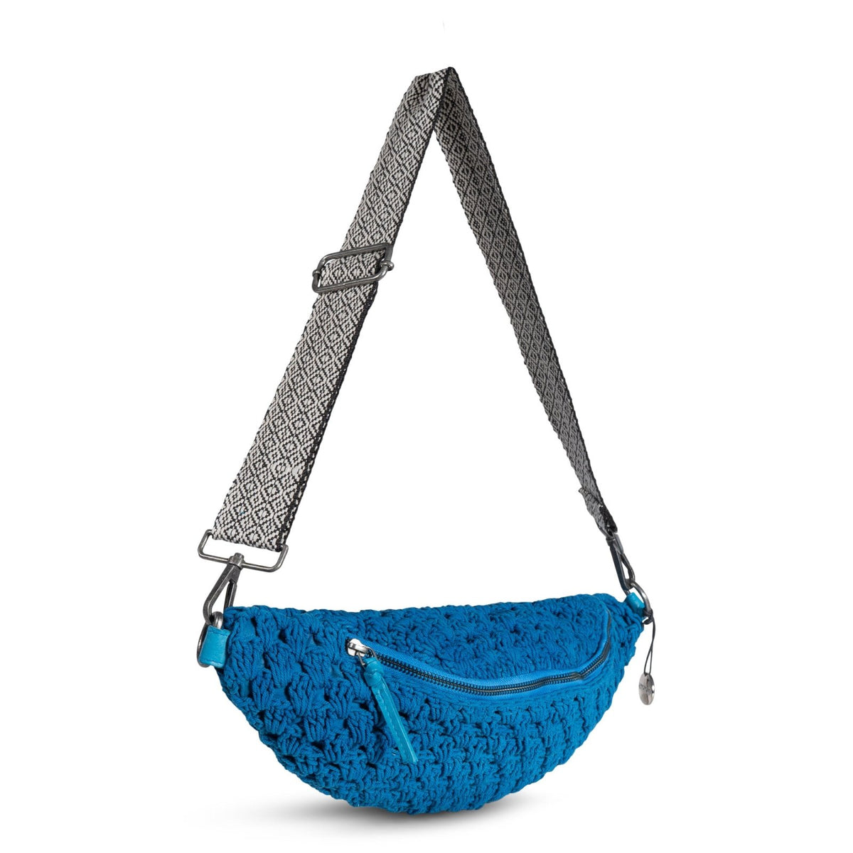 Große Belt Bag gehäkelt Handarbeit blau - ANOKHI