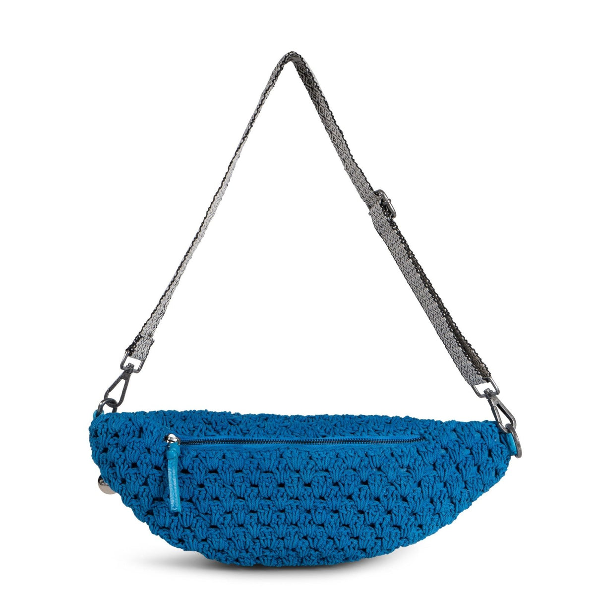 Große Belt Bag gehäkelt Handarbeit blau - ANOKHI