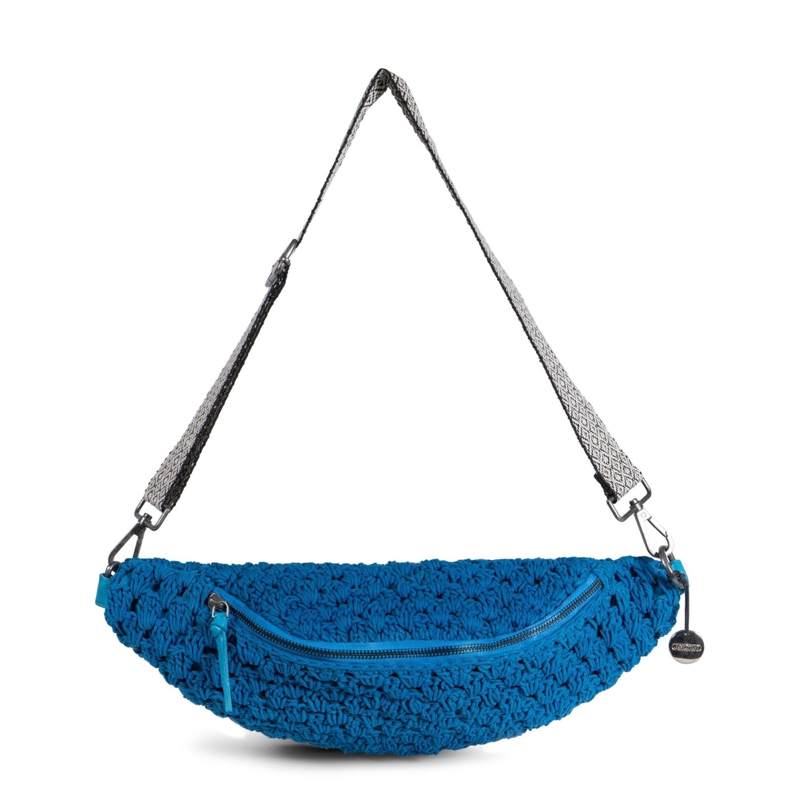 Große Belt Bag gehäkelt Handarbeit blau - ANOKHI