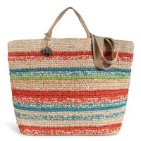 Großer Shopper aus Bast Handarbeit Streifenmuster – 1