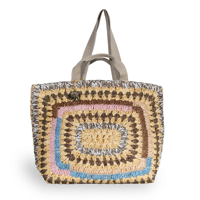 Großer Shopper Bast Handarbeit multicolor - ANOKHI
