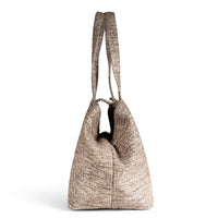 Large two-tone shopper bag in beige and taupe – 5
