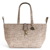 Large two-tone shopper bag in beige and taupe – 1