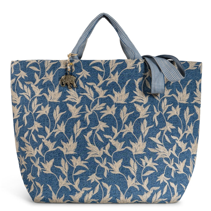 Großer Shopper Blue Denim Blumestick beige - ANOKHI