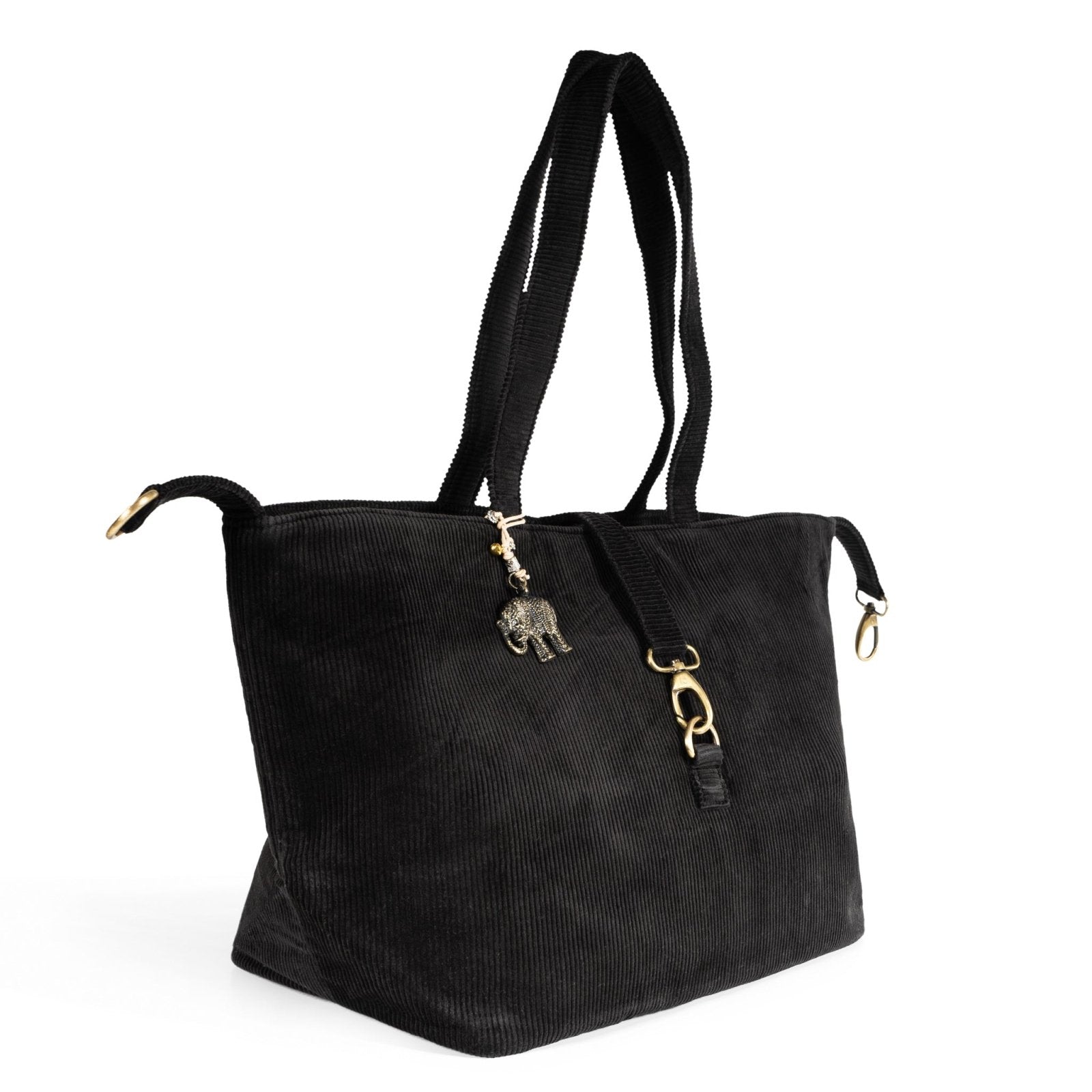 Großer Shopper Cord schwarz - ANOKHI