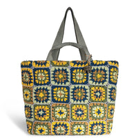 Large Crochet Shopper, Handmade, Green/Yellow – 1