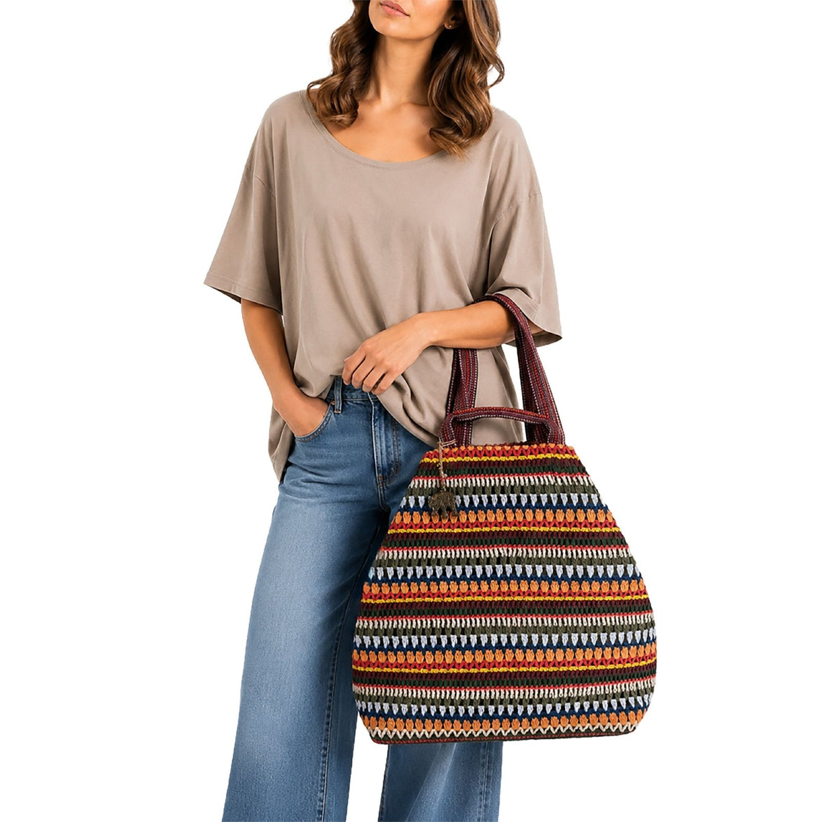 Großer Shopper Crochet Handarbeit multicolor - ANOKHI