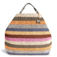 Großer Shopper gehäkelt Handarbeit Streifen multicolor - ANOKHI