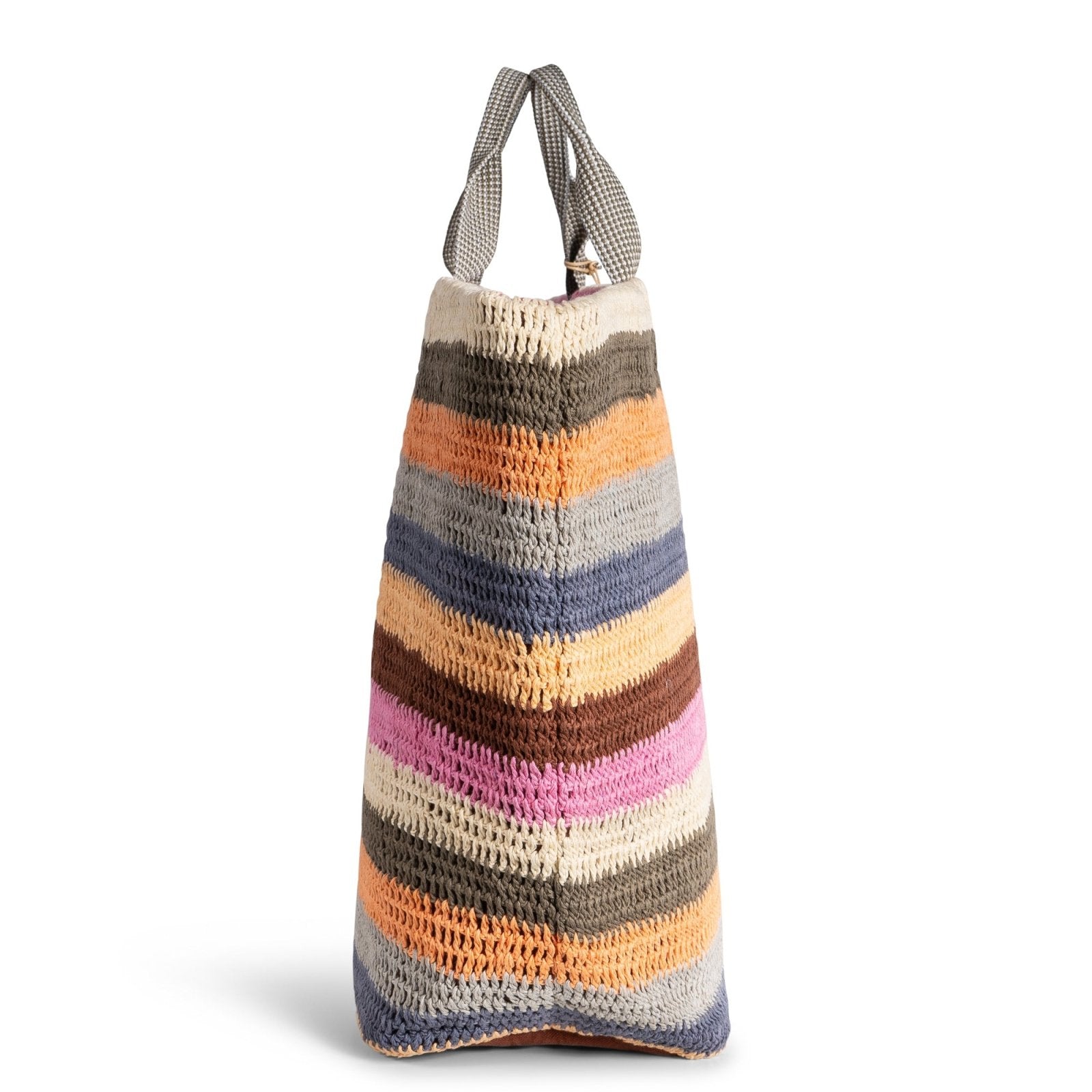 Großer Shopper gehäkelt Handarbeit Streifen multicolor - ANOKHI