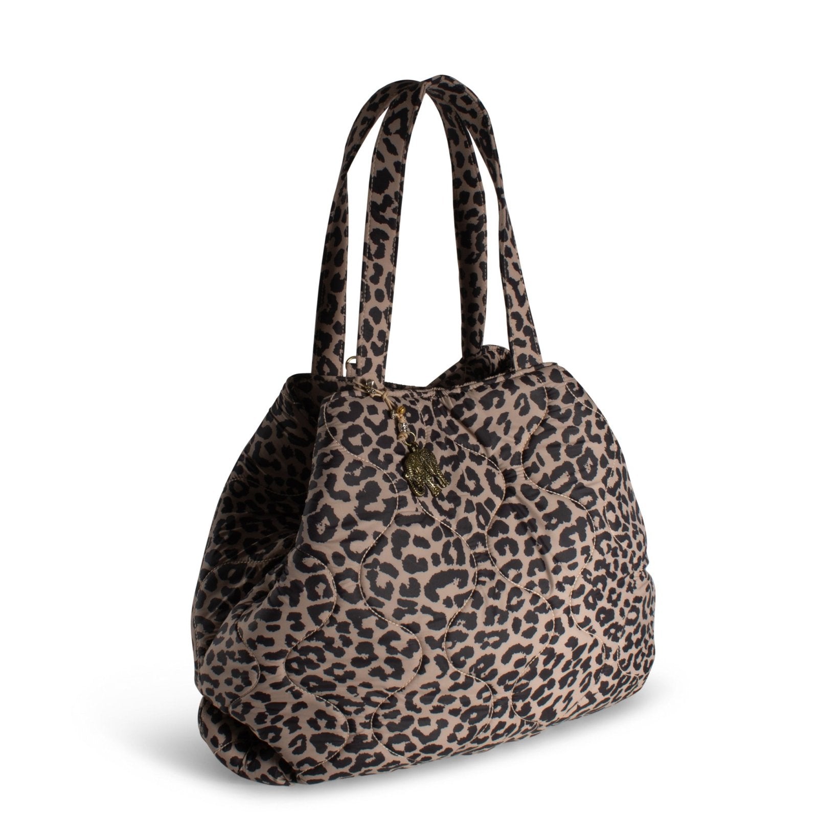 Großer Shopper Nylon Leodruck beige - ANOKHI