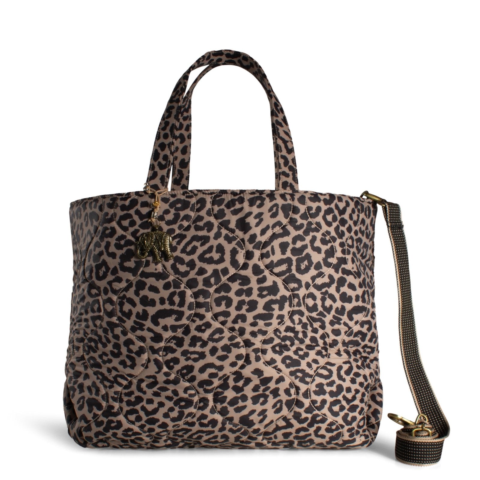 Großer Shopper Nylon Leodruck beige - ANOKHI