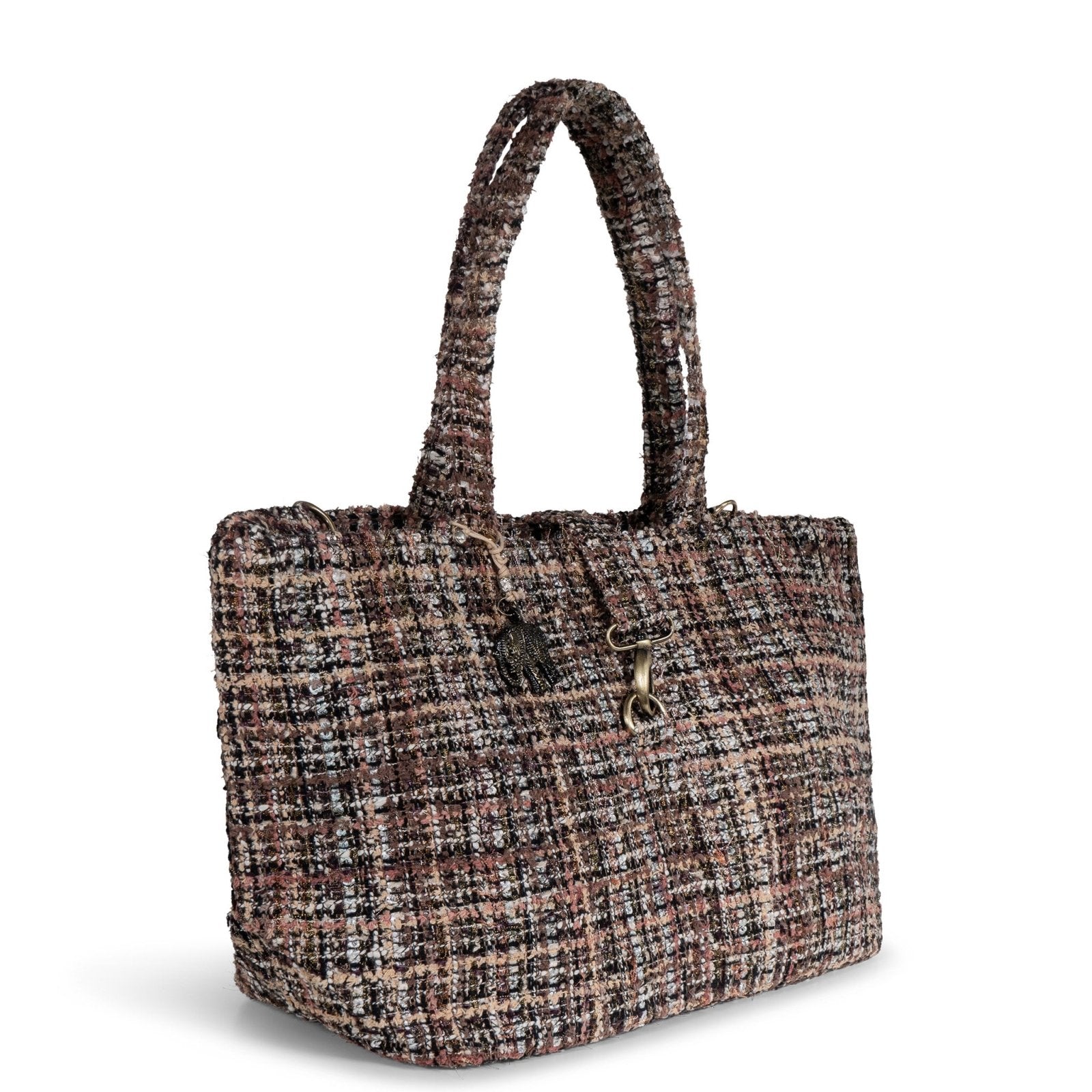 Großer Shopper Tweed braun beige - ANOKHI