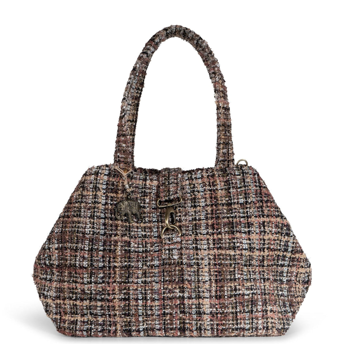 Großer Shopper Tweed braun beige - ANOKHI