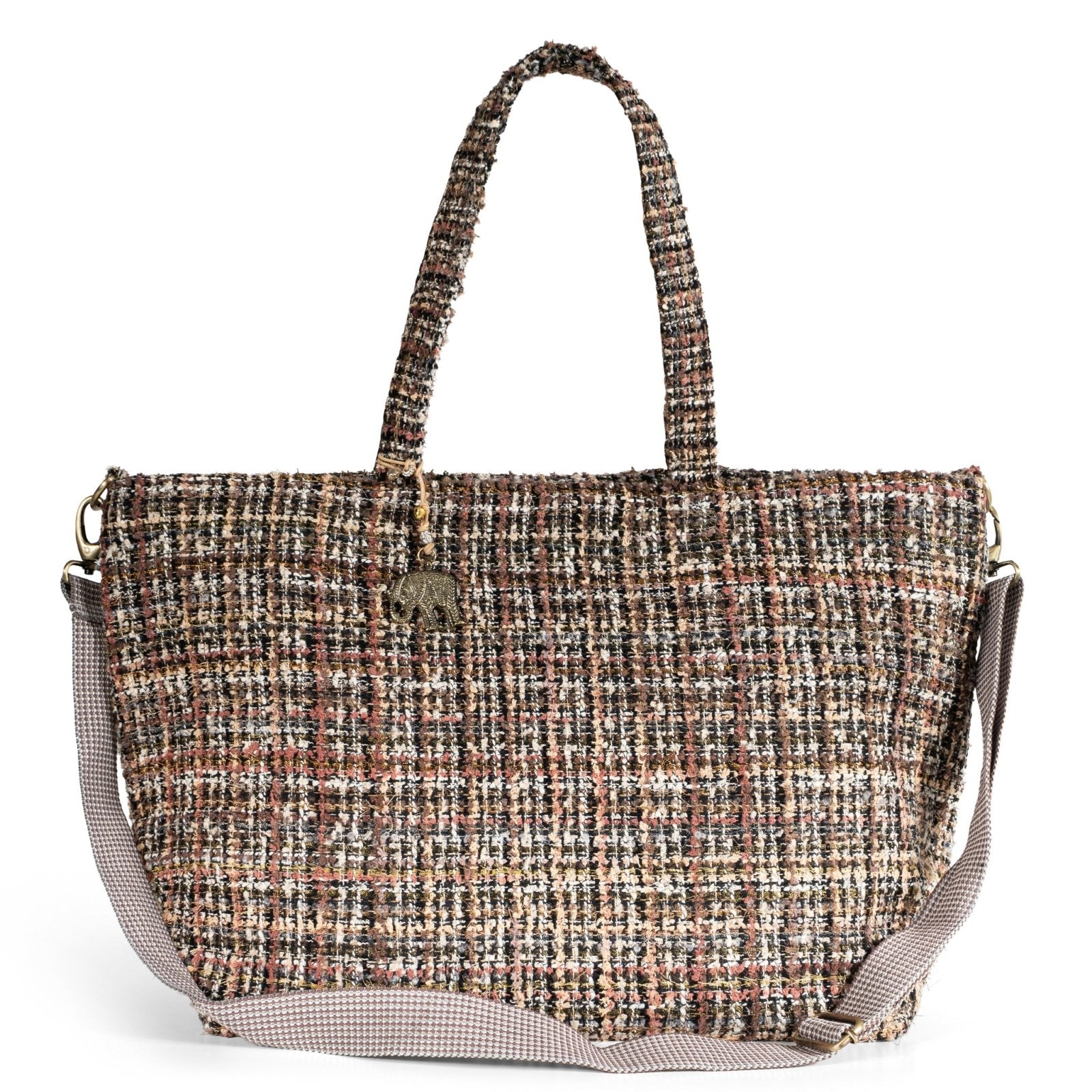 Großer Shopper Tweed braun beige - ANOKHI