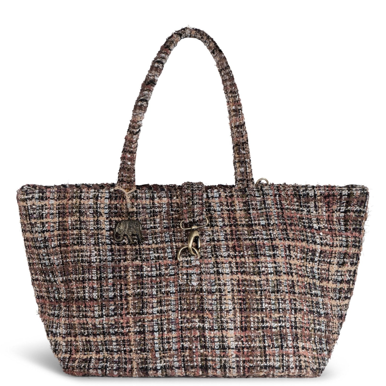 Großer Shopper Tweed braun beige - ANOKHI