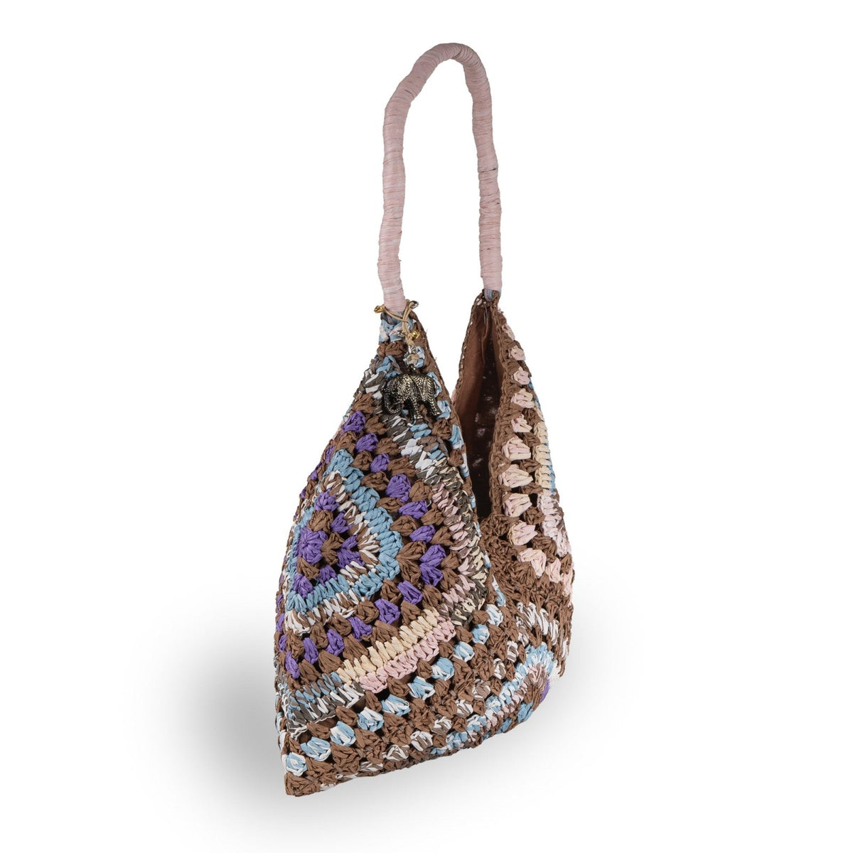 Hippie Bag Beuteltasche Bast Handarbeit braun - ANOKHI