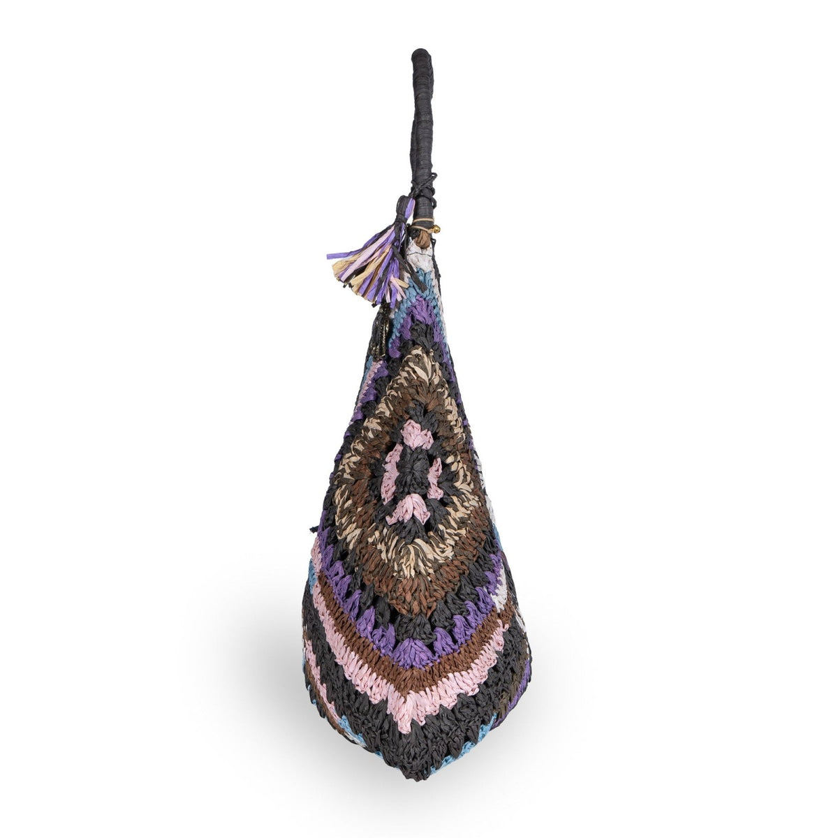 Hippie Bag Beuteltasche Bast Handarbeit multicolor - ANOKHI