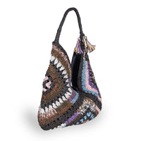 Hippie Bag Beuteltasche Bast Handarbeit multicolor - ANOKHI