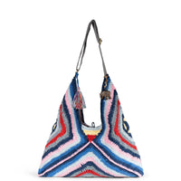 Hippie Bag Beuteltasche gehäkelt Handarbeit blau multicolor – 1