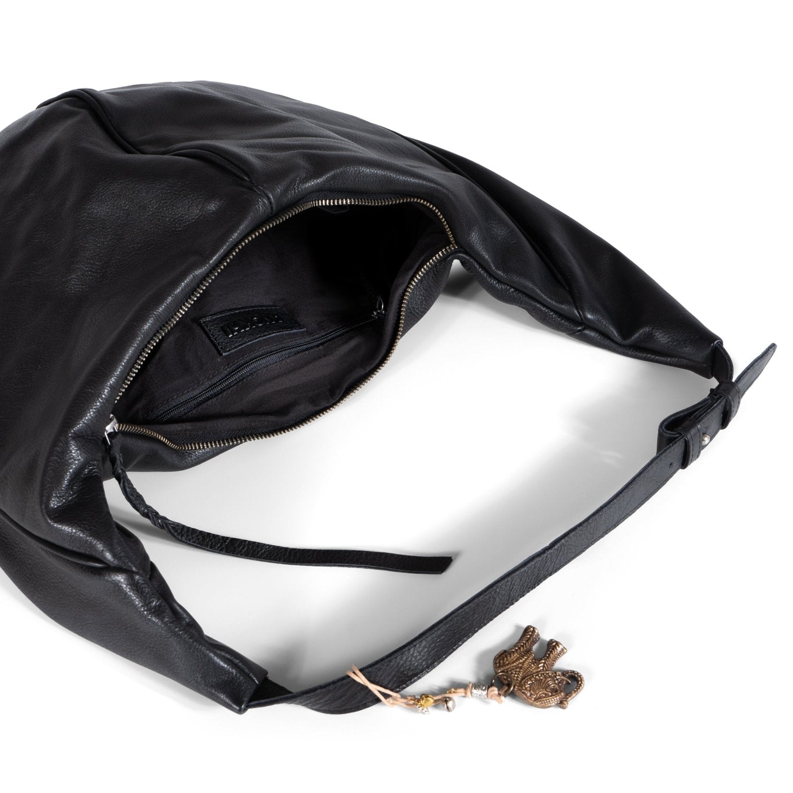 Hobo Bag Leder schwarz - ANOKHI