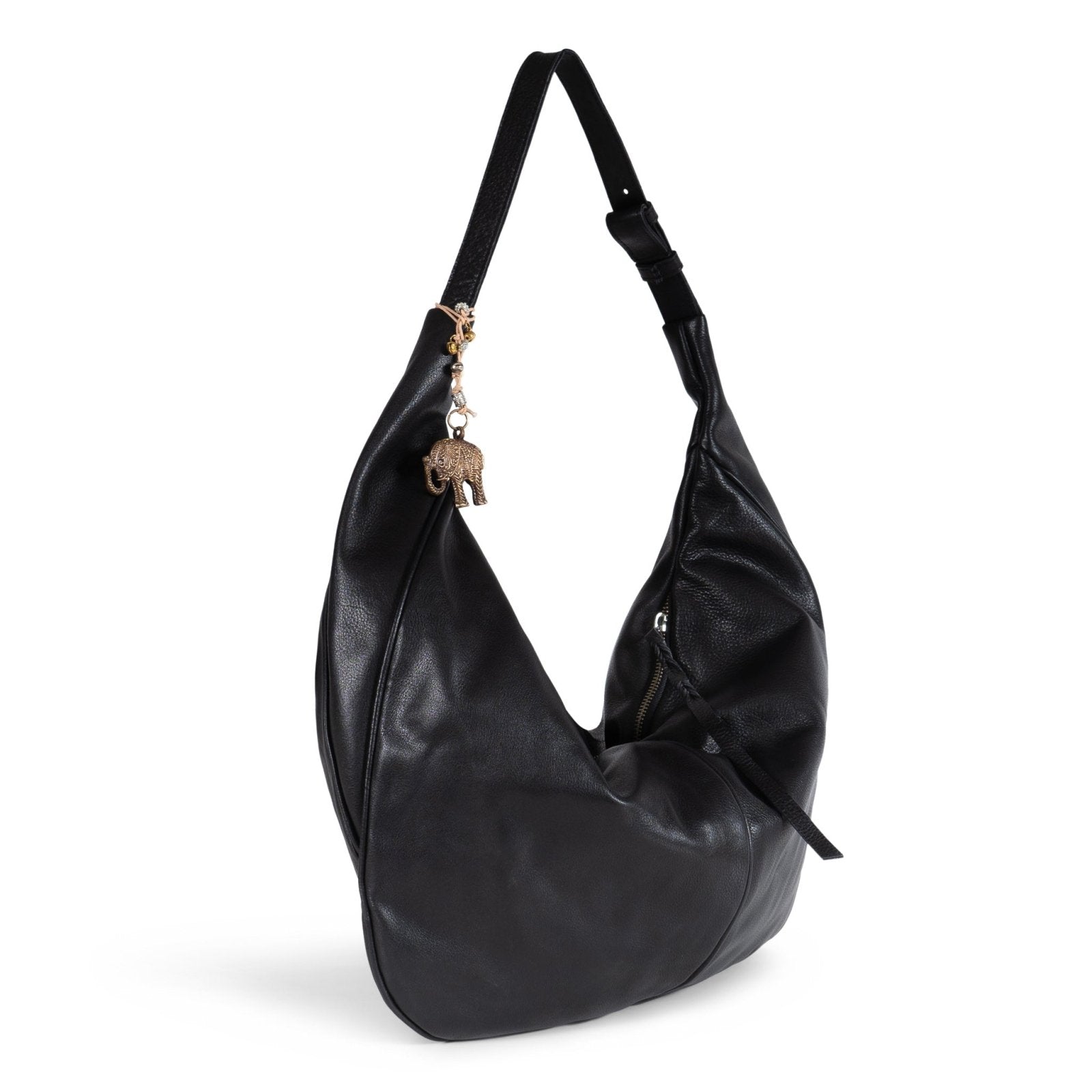 Hobo Bag Leder schwarz - ANOKHI