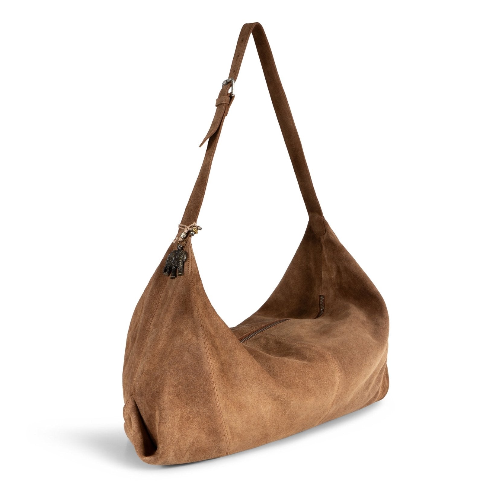 Hobo Bag Velourleder cognac - ANOKHI