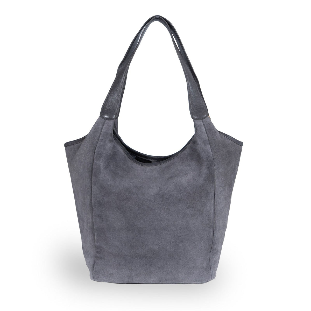 Hobo Bag Velourleder Fransen grau - ANOKHI