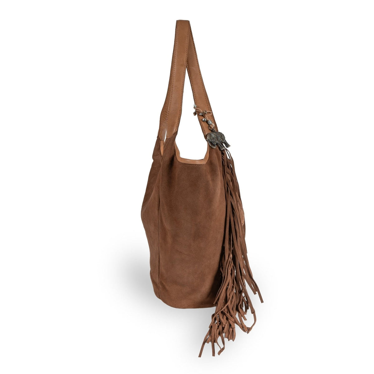 Hobo Bag Velourleder Fransen tan - ANOKHI