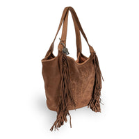 Hobo Bag Velourleder Fransen tan - ANOKHI