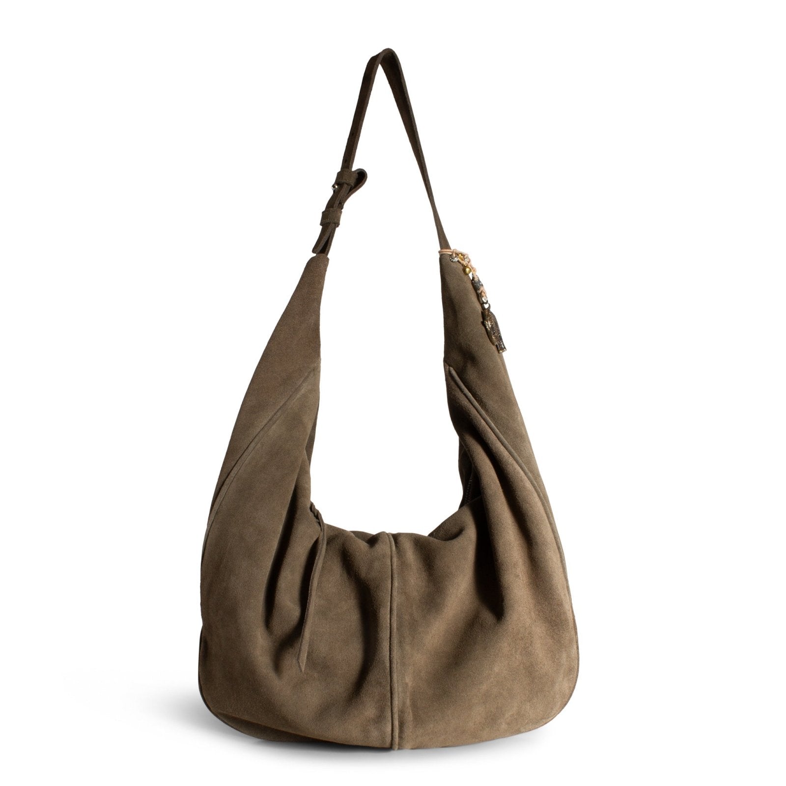 Hobo Bag Velourleder olive - ANOKHI