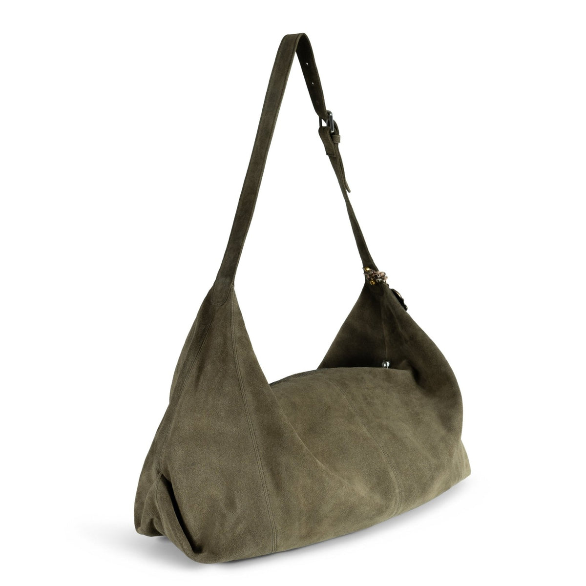 Hobo Bag Velourleder olive - ANOKHI