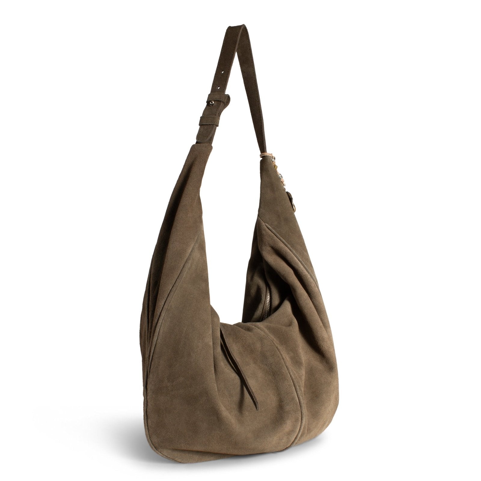 Hobo Bag Velourleder olive - ANOKHI