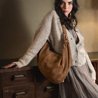 Hobo Bag Velourleder tan - ANOKHI