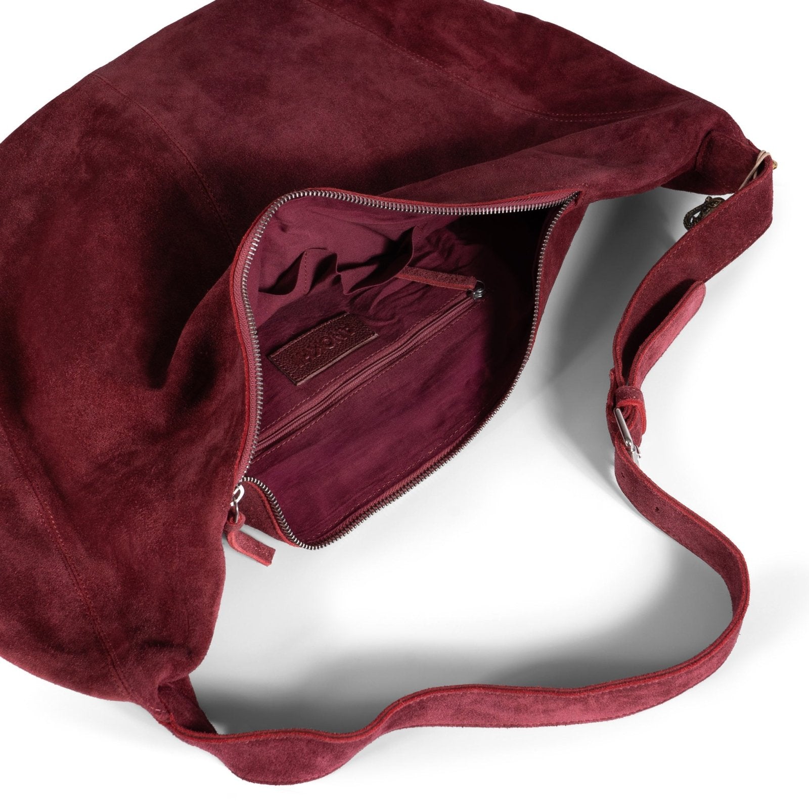 Hobo Bag Velourleder weinrot - ANOKHI