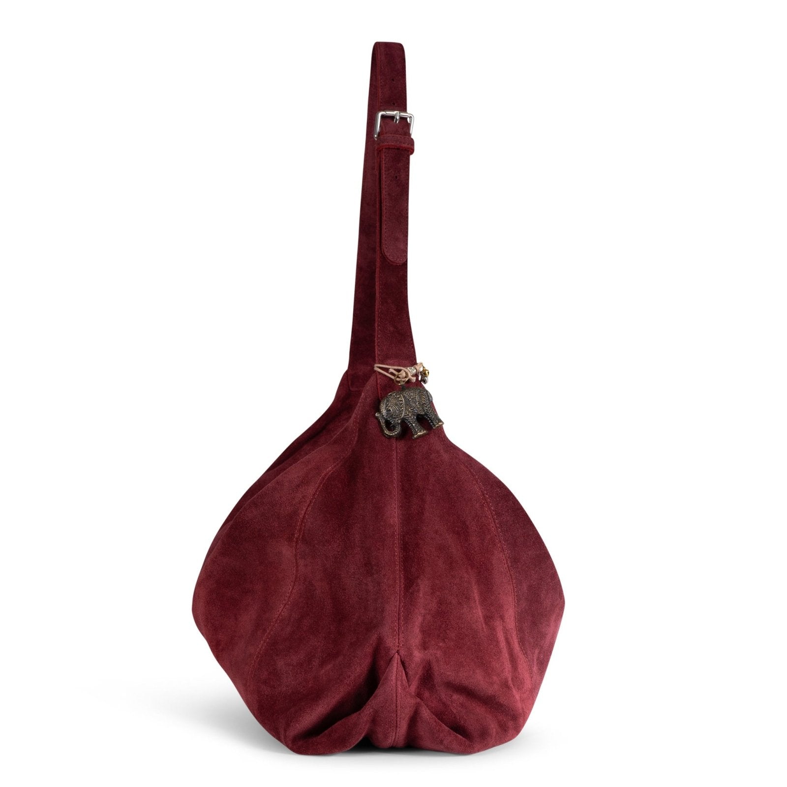 Hobo Bag Velourleder weinrot - ANOKHI