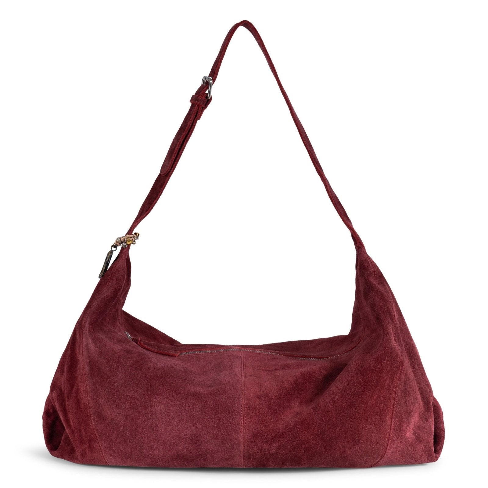 Hobo Bag Velourleder weinrot - ANOKHI