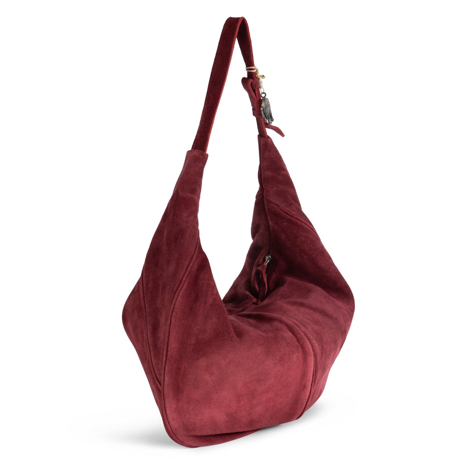 Hobo Bag Velourleder weinrot - ANOKHI