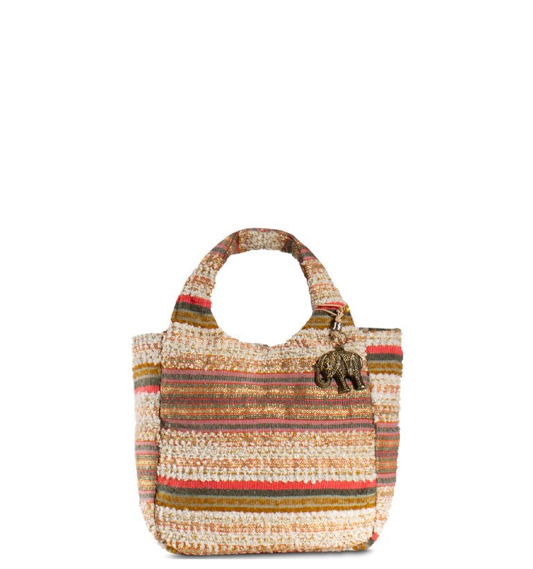 Kleine Handtasche,Mini Tasche Naturtöne,braun,rot,weiss - ANOKHI