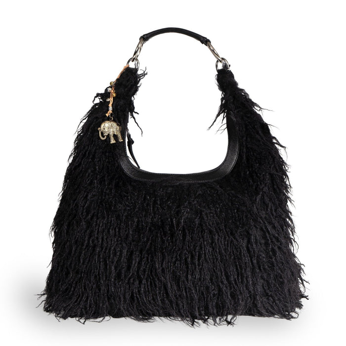 Schultertasche Ava Tibetan Curly Faux Fur - ANOKHI