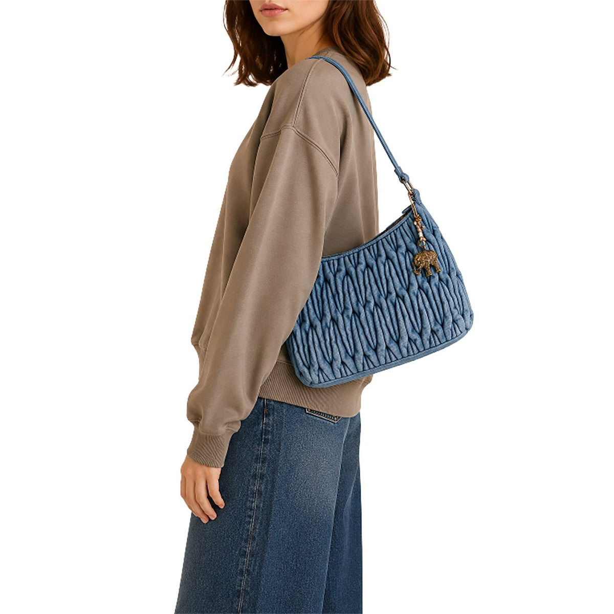 Schultertasche Denim gesteppt - ANOKHI
