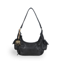 Schultertasche Leder schwarz - ANOKHI
