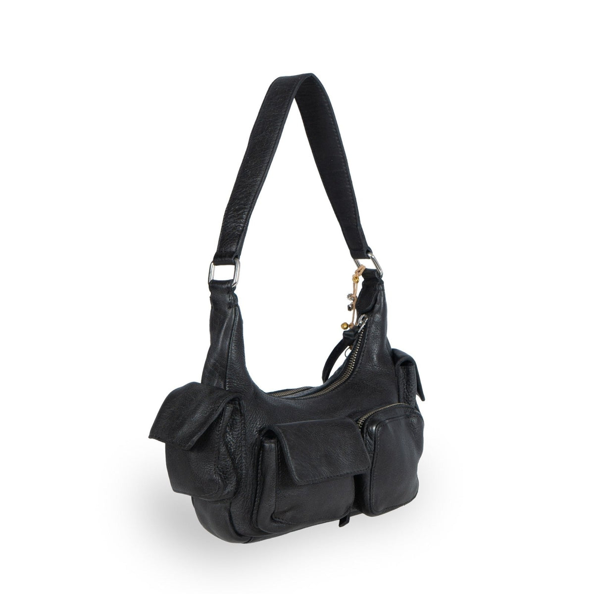 Schultertasche Leder schwarz - ANOKHI