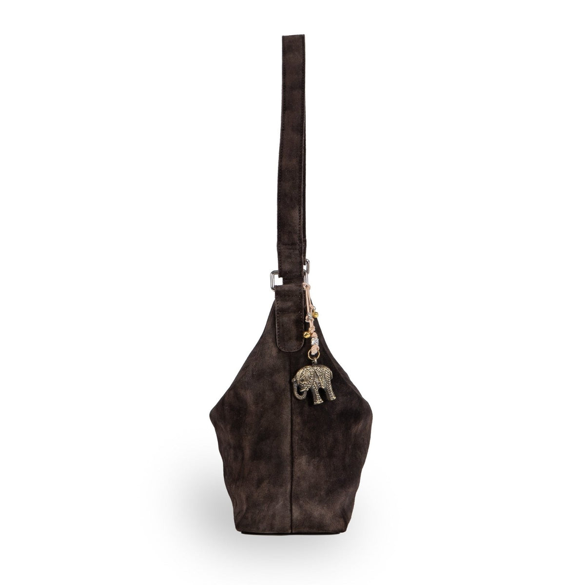 Schultertasche Velourleder braun - ANOKHI