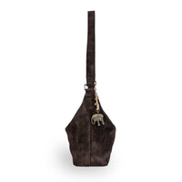 Schultertasche Velourleder braun - ANOKHI