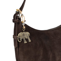 Schultertasche Velourleder braun - ANOKHI