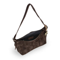 Schultertasche Velourleder braun - ANOKHI