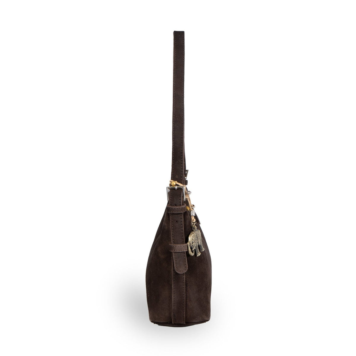 Schultertasche Velourleder braun - ANOKHI